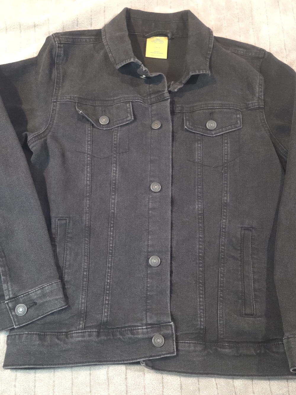 Thereabouts Faded Black Denim Trucker Jacket Size L (14-16) - Big Girls,women Xs